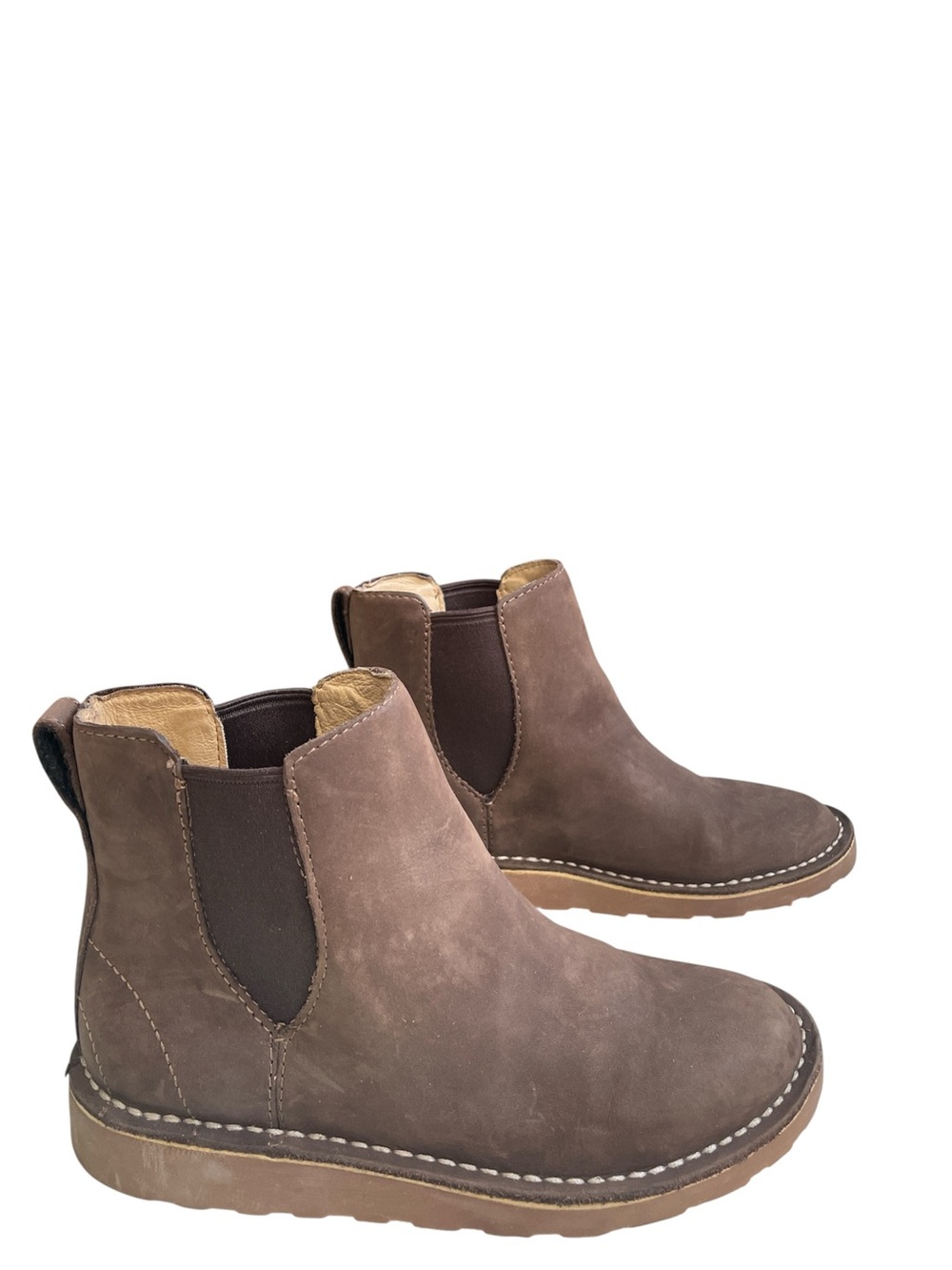 LL Bean Stonington Chelsea Boots Women's 6.5M Brown Nubuck Leather Ankle Booties